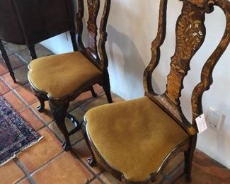 2 of 4 c 1790 Dutch marquetry chairs rare & gorgeous