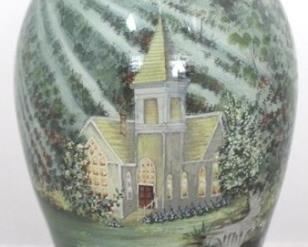 2 - Dona Gelsinger painted glass vase 9" tall