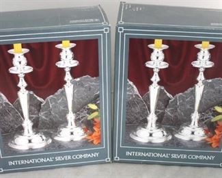 12 - 2 Pair International silver plated candle holders New in box
