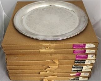 37 - Lot of 8 silver plated serving trays
