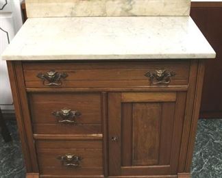 84 - Victorian walnut marble top washstand
