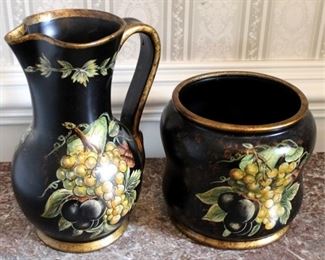 193 - Art pottery pitcher & vase

