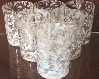 216 - 6 Opalescent Spanish Lace flat tumblers
