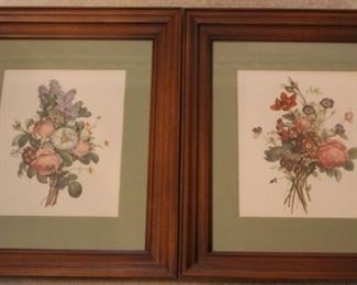 282 - Pair framed floral prints 17 1/2 x 14 1/2