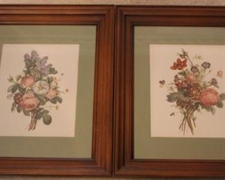 282 - Pair framed floral prints 17 1/2 x 14 1/2
