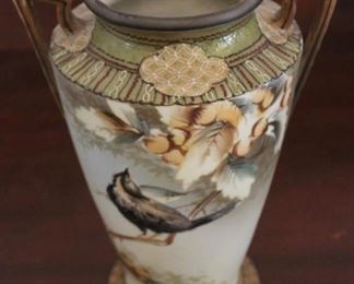 342 - Hand Painted Nippon vase - 9 1/2" tall