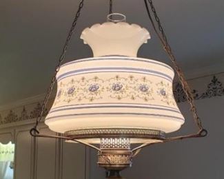 356 - Vintage hanging light fixture 21" tall
