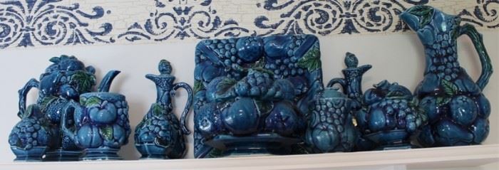 431 - Inarco Majolica Trompe L’Oeil Blue Mood Indigo Group of 11 items