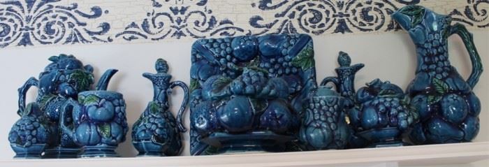 431 - Inarco Majolica Trompe L’Oeil Blue Mood Indigo Group of 11 items
