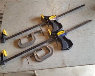 2 Bar Clamps and 2 C-Clamps