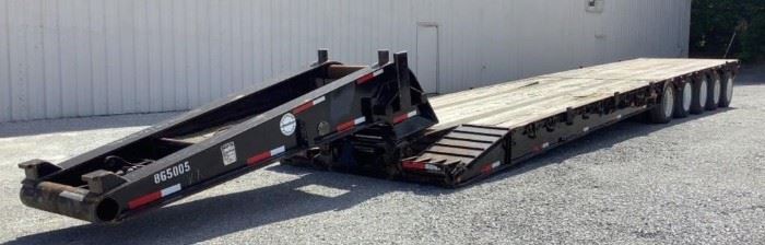 Located in: Tullahoma, TN
Yr 2004
MFG Fontaine
Model 605NMR
45ft Detachable Trailer
Brand: Fontaine
Model: 605NMR
V.I.N.: 4LF86054 0 43524403
Date of Mfg.: 04-04
Type: Trailer
Overall Length (Including Gooseneck): 701 inches (58.42 feet)
Gooseneck Length: 168 inches (14 feet)
Deck Platform: 533 inches Long x 101.5 inches Wide x 33.5 inches High (44.42 feet long x 8.46 feet wide x 2.79 feet high)
Roller on Very Back: 99.5 inches wide (8.29 feet wide) with a 9 inch diameter
Ramps: 26 inches wide x 12 inches long
Tires: 255/70R
Rims: 8.25 x 22.5
GVWR: 153,000 Lbs.
Number of Axles: 5
Suspension: Air Ride
Frame Rating: 120,000 pounds in 16 feet (60 Ton Capacity in 16 foot span)
The trailer is rated for 60 tons in a 16 foot deck span.
*SOLD ON MISSISSIPPI TITLE*


PM844
