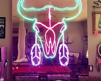Giant Buffalo head Neon sign