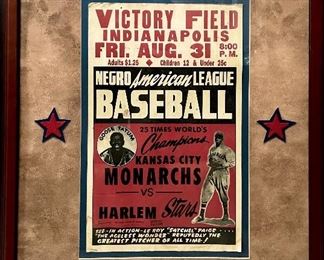 Negro American League Baseball Poster, featuring Satchel Paige and Goose Tatum