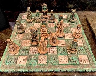 Onyx Mayan chess set