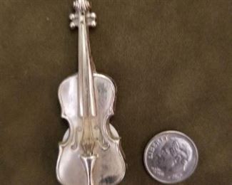 Sterling Violin Pin