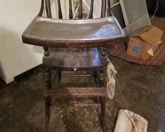 Antique Highchair & Dust Pan