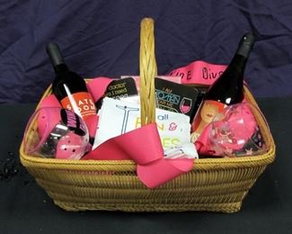 2 Bottles Of Premium Wines, 2 Decorated Wine Glasses, 1 Fun Bar Towel And Coasters