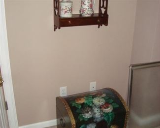 Wall shelf, decorated chest & etc.