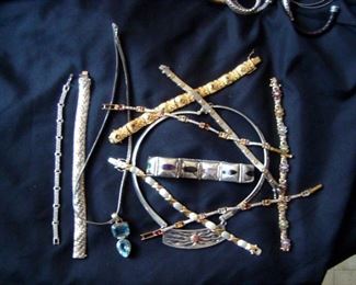 Sterling bracelets & two sterling necklaces
