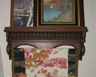 Towel rack/shelf and art