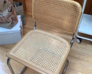 Pr of cane and chrome chairs