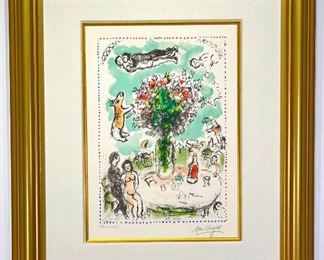 Original Marc Chagall Lithograph La Table des Amant