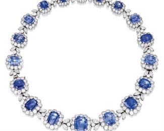 LOT 990 Sapphire  Diamond Necklace