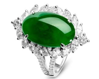 PIC81Imperial Green Jadeite Diamond Ring