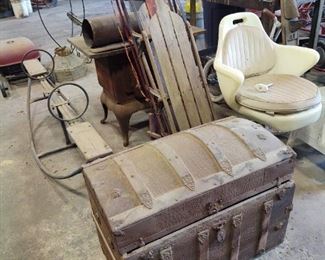 Antique Trunk & Sled & See Saw