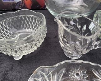 Pressed glass, footed bowls, wedding decor