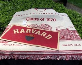 Harvard 1970 Blanket and Harvard Banner