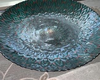 Peacock glass plate