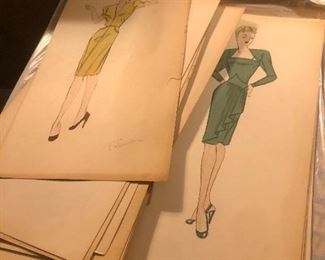 Hand painted vintage fashion prints 