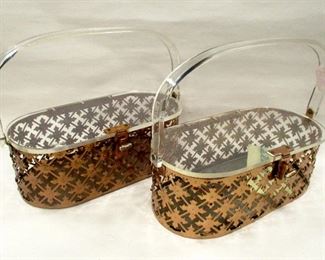 Lucite and metal box purses