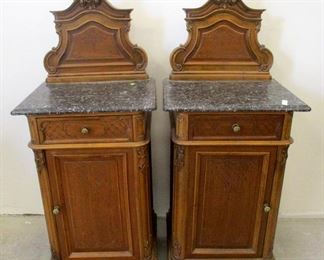PAIR OF AUSTRIAN MARBLE TOP NIGHT STANDS