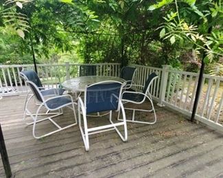 Outdoor patio set. Table with six arm chairs