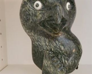 Awesome Toonoo Sharky Inuit Sculpture. Figure of an owl. 