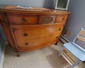 Fine demilune shaped cabinet. Great for bedroom, dining or hall storage. Nice condition.