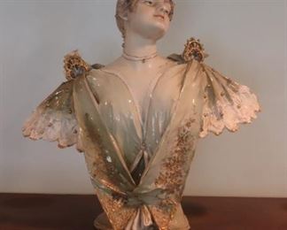 Circa 1880's Stellmacher Teplitz Bohemian Porcelain Bust Of Sarah Bernhardt
