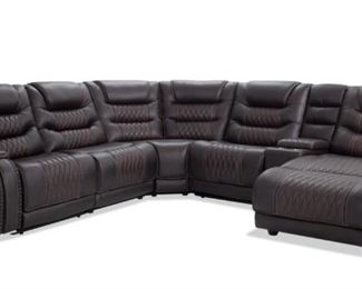 Power Reclining Left Arm Facing 6 Piece Leather Sectional