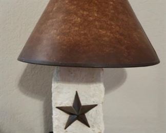 Cute Texas table lamp with wood base and stone column (2 available)