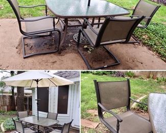 Table, Umbrella & 4 Chairs - Martha Stewart Living