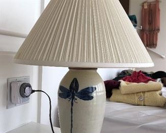 Pair of studio pottery firefly lamps
