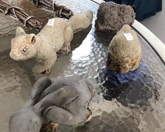 Concrete squirrels, bunnies