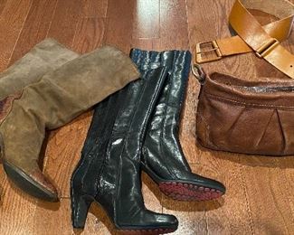 Leather boots and coach purse 