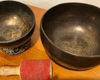 Hand pounded Tibetan singing bowls 