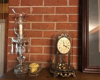 lamp, clock,candle in holder