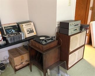 Vintage stereo system, records,speakers are perfect