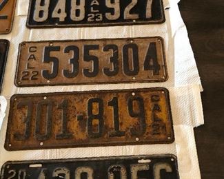antique California car tags  14 in all starting in1920  last one is 1945