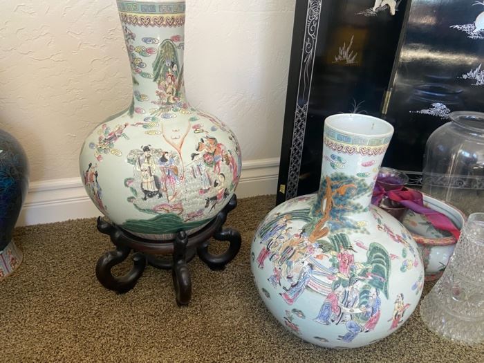  Pair Famille Rose large vases 